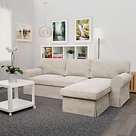 Cover for EKTORP 3-seat sofa with chaise longue - Dark beige P7, Photo 2