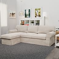 Cover for EKTORP 3-seat sofa with chaise longue - Dark beige P7, Photo 3