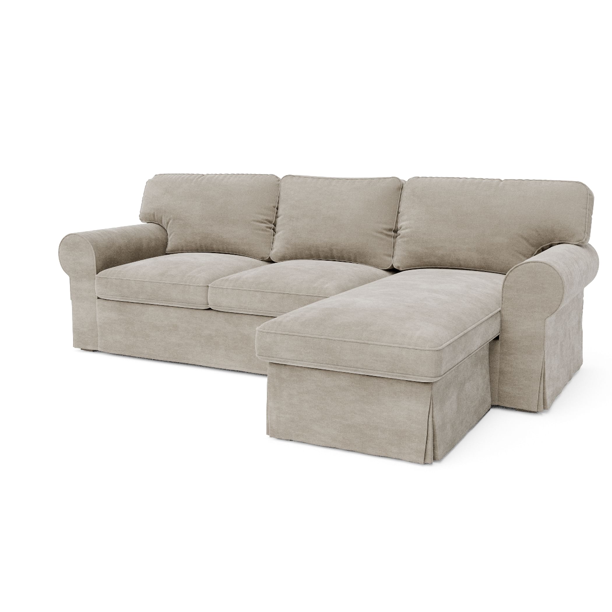 Cover for EKTORP 3-seat sofa with chaise longue - Dark beige P7