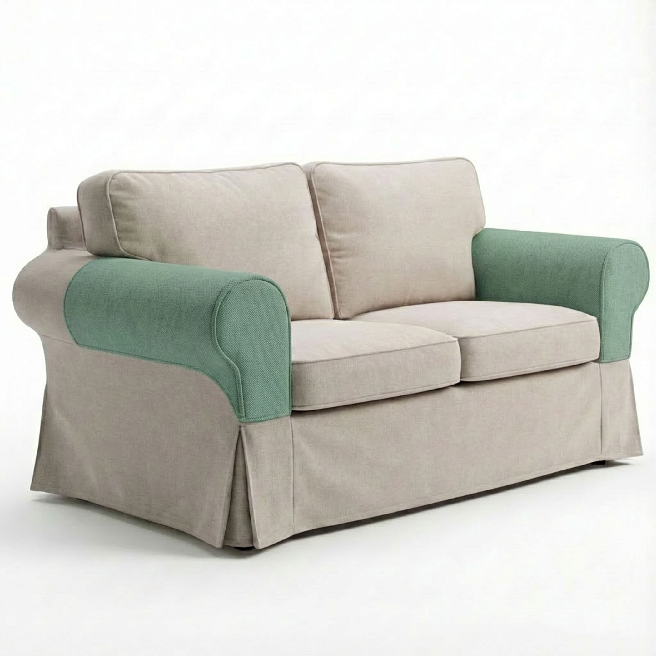 Pokrowce na podłokietniki do sofy EKTORP, 2-osobowej, rozkładanej, stary i nowy model (komplet) - Pastel Mint P1
